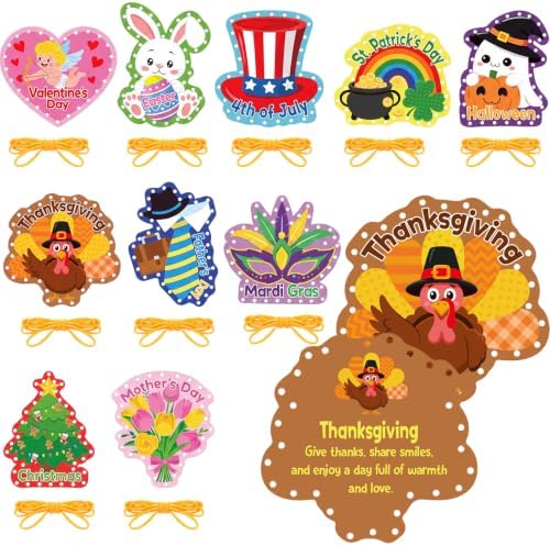 Funrous 10 Pieces Recognition Lacing Cards for Over Age of 6 Kids, Holiday by Funrous
