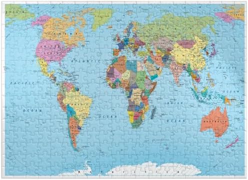 MyPuzzle Color World Map - Borders, Countries, Roads and Cities - Premium 300 Piece Jigsaw Puzzle for Adults by MyPuzzlecom