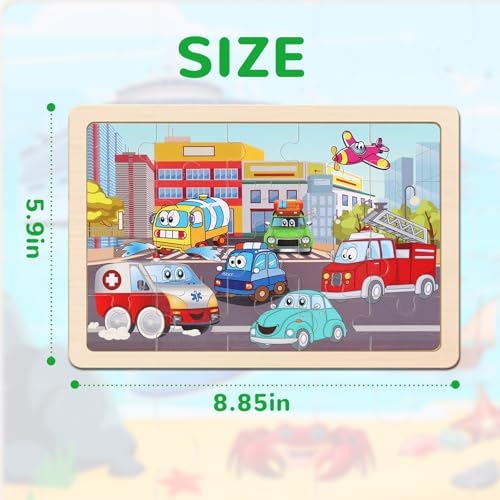 Wooden Educational Jigsaw Puzzles for Preschool Kids Ages 3-5, 4-Pack with 20 Pieces Transportation Wood Jigsaw Puzzles Set, Preschool Gifts for Boys Girls Ages 3 4 5 6 - Image 5