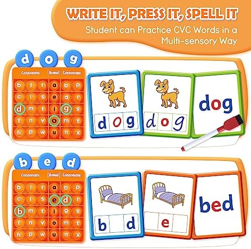 Torlam CVC Word games Phonics Games Sight Words Flash Cards, Spelling Reading Learning Flashcards, Speech Therapy Toy Preschool Kindergarten Classroom Learning Activities Must Have Homeschool Supplies - Image 3