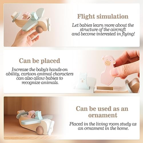 ibwaae Wooden Airplane Toys, Air Transport Vehicles Play Set, Wooden Pull Games, Learning Gift Montessori Toy for Baby Toddler Boys Girls - Image 3