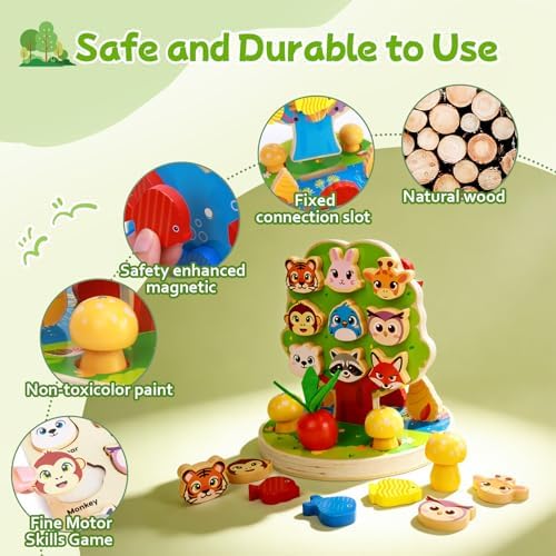 1-6 Year Old Girl Gifts, Wooden Tree Toys Toddler Toys for 2-8 Year Old Boys Preschool Learning Activities Autism Toys Sorting Toy for Toddlers 3-5 Girl Birthday Gift Age 2 3 4 5 - Image 4