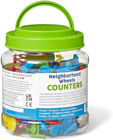hand2mind Neighborhood Wheels Counters, Counters for Kids Math, Counting Toys, Color Sorting Toys, Transportation Toys, Math Manipulatives Kindergarten, Montessori Math Materials, Easter Egg Fillers - Image 6