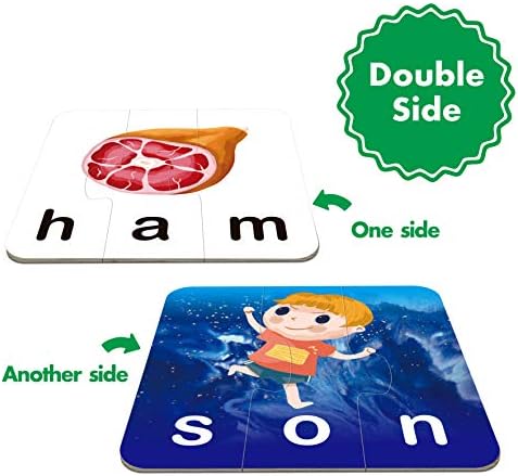 72 Word Spelling Puzzles with Error-Correction Mechanism in 3 Pieces, Perfect for Preschool Learning (36 Block Double Sided) - Image 2