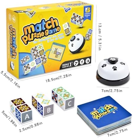 Wooden Matching Game Puzzle Games, Pattern Block Match Puzzles Building Cubes with Bell for Kids and Adults Toys Board Games for Family Night - Image 6