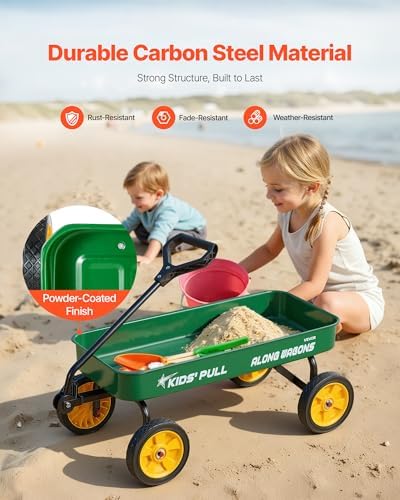 VEVOR 39 inch Kids Wagon, Pull Along Rolling Utility Cart Wagons for Kids, Cargo Wagon for Garden, Beach, Camping for Child Present - Image 3