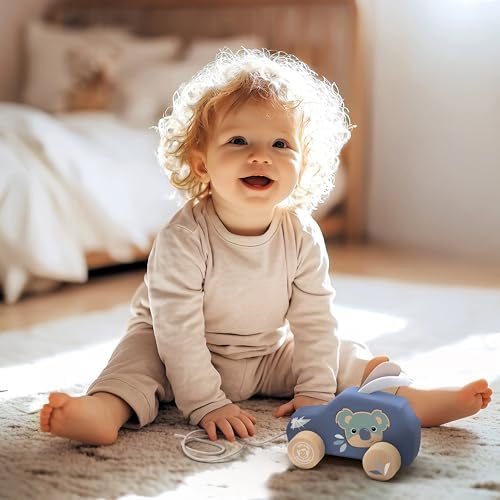 SPEEDY MONKEY Wooden Pull-Along Car | Rolling Toddler Pull Toy Kids Gift - Image 2
