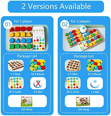 Shape Matching Game Color Sensory Educational Toy, Geometric Shape Quick Matching Board Game Montessori Learning Toys for Toddlers Kids Boys Girls (for 1 Player) - Image 2
