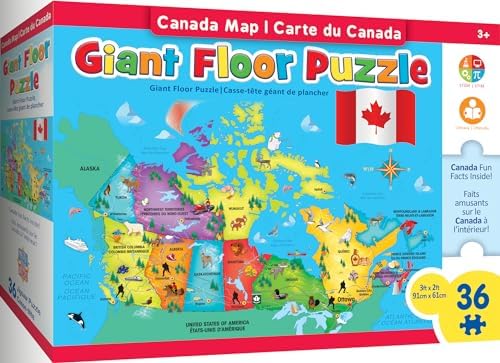MasterPieces Educational - Canada Map 36 Piece Floor Puzzle - Jigsaw Puzzle with Vibrant Artwork and Durable Pieces - Fun Family Activity Brain Challenge and Educational Entertainment by MasterPieces