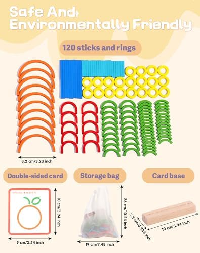 Smart Sticks, Wooden Sticks and Rings Puzzle Game, Boost Creativity, Imagination and Focus, Stay Away from Screens (2pcs) - Image 3