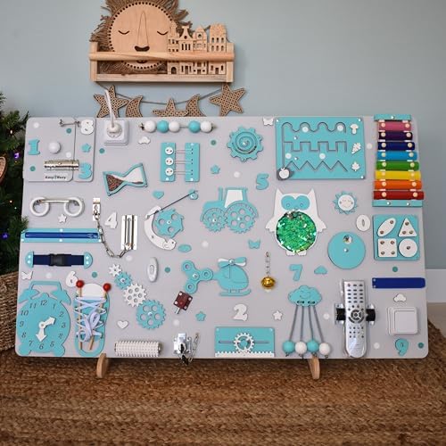 Fidget busy board for toddler, baby sensory toy, gift for 1 2 3 year boy, personalised activity boards, Montessori busy board - Image 3