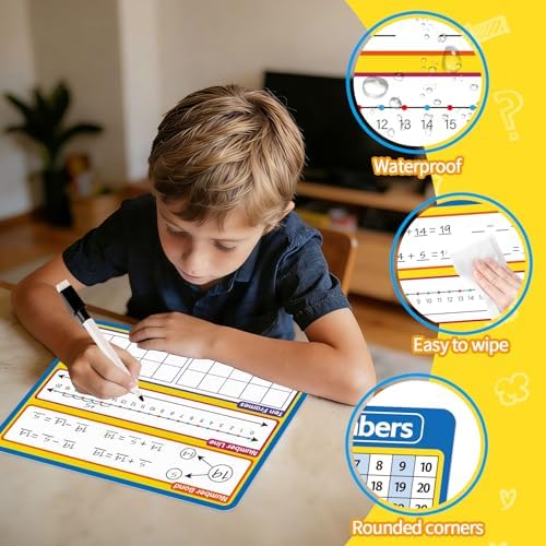 12 Pack Double Sided Number Line Dry Erase Board,12" x 9" Multiplication Flash Cards,Math Manipulatives Small White Board for Kids,Ten Frame Chart for Preschool Learning,Homeschool Essentials - Image 4