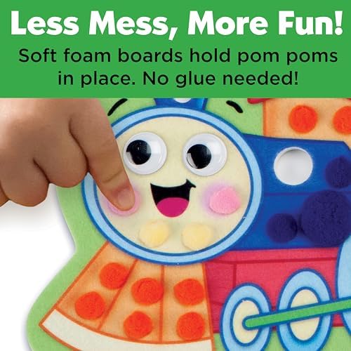 Creativity for Kids Pom Pom Pictures: Transportation - Train and Plane - Preschool Learning Activity, Sensory Toys for Toddlers Ages 3-4+ - Image 4