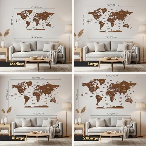 Colorfull Worlds, Multilayer 3D Wooden World Map, Travel Map States and Capitals, Wall Decor For New House, Gift For Travelers, Office Decor, Birthday Present, Living Room Decoration (M, Light Brown) - Image 5