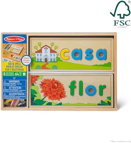 Melissa & Doug Spanish See & Spell Educational Language Learning Toy - FSC-Certified Materials - Image 4