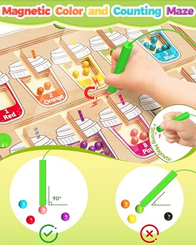 Magnetic Color and Number Maze, Montessori Toys for 2 3 4 Year Old - Cups - Image 2