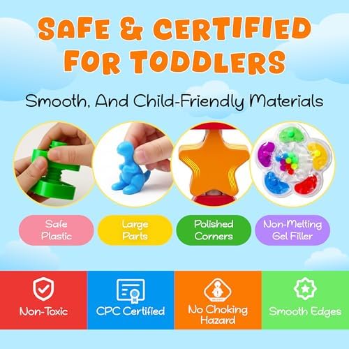 8-in-1 Busy Hands Fine Motor Skills Toys Kit for Toddler, Montessori Toys Set for 3+ Years Old, Learning & Education Toys, Color Shape Sorter, Stacking Toys, STEM, Wooden Toys - Image 5