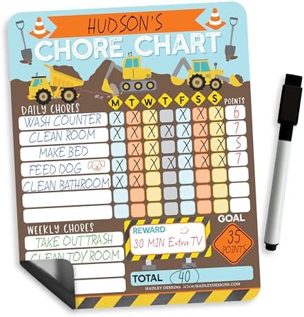 Magnetic Chore Chart for Kids Dry Erase Reward Chart for Home and Classroom by HadleyDesigns