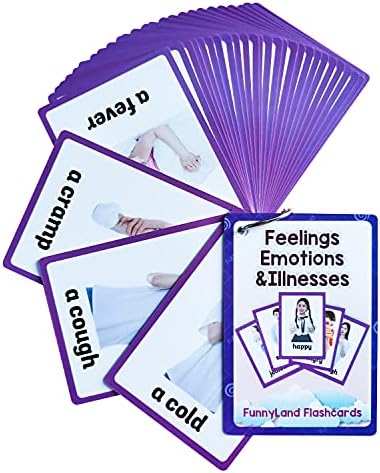 Lilias Feelings Emotions & Illness Flash Cards, Toddler Learning Toys, Preschool Learning Toys, Homeschool Supplies, Learning Supplies for Kindergarten, 4.3 X 3.14 Inch, 32 Cards in Set by Unknown