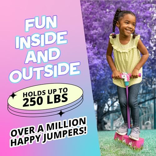 Flybar My First Foam Pogo Jumper for Kids Fun and Safe Pogo Stick for Toddlers, Durable Foam and Bungee Jumper for Ages 3 and up, Supports up to 250lbs (Unicorn) - Image 5