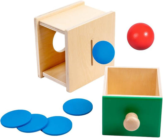 Practical Life Piggy Bank Coin & Ball 2-in-1 Posting/Dropping Push/Pull Toy Wooden Box Montessori Pincer Grasp Infant Toddler Primary ClassrromPincer Pinning Gift for 3-6 Years Old - Image 2