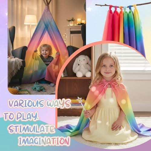 Cutecrop 6 Pcs 35 Inch Play Scarves Set for Kids Gay Pride Rainbow Flag Polyester Silks Dance Children Pretend Giant Toy Toddlers - Image 6