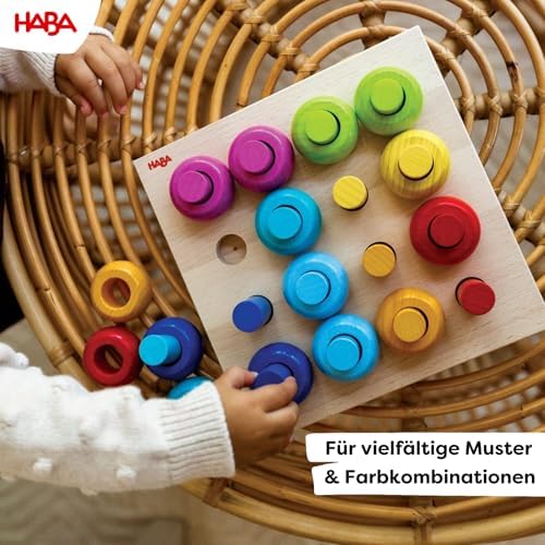 HABA Rainbow Whirls Wooden Sorting & Stacking Rings Shape Sorter, Educational Toys for 2 Year Old & Up, Color Sorting Fine Motor Toys, Made in Germany - Image 4
