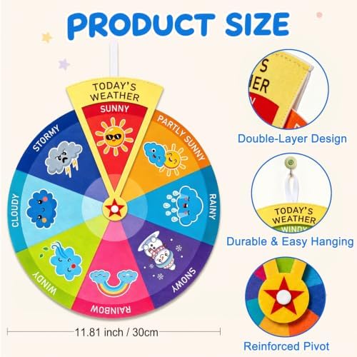 Weather Wheel for Kids Weather Chart for Classroom Preschool Decor - Image 2
