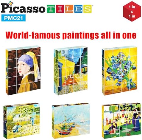 PicassoTiles 1” Magnetic Puzzle Building Cubes Blocks of Popular World Famous Art Paintings with Free Frame, Educational STEAM Toys for 3+ Year Old Boys Girls Toddlers Or Preschool Age Children PMC21 - Image 4