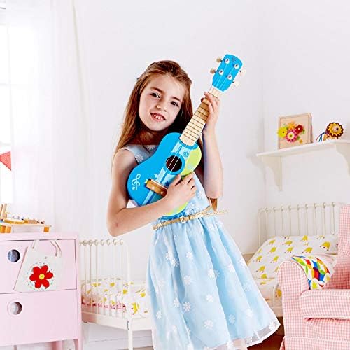Hape Kid’s Wooden Toy Ukulele | 21 Inch Wooden Ukulele Musical Instrument with Vibrant Sound and Tunable Nylon Strings for Children, Blue - Image 3