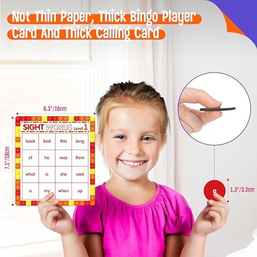 SpriteGru Sight Word Bingo Game, 120 Sight Words Learn to Read Level 1 & Level 2 Bingo Board Game Dolch's & Fry's Words Lists for Kindergarten and Preschool Kids 4-8, Perfect for Classroom & at Home - Image 4