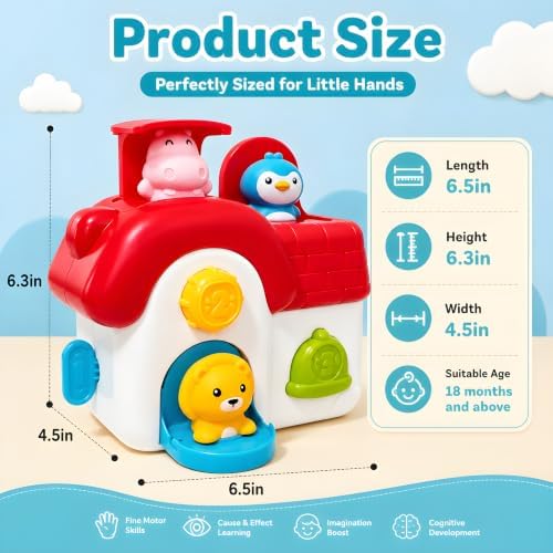 Toys for 1 Year Old Girls, Interactive Pop Up Toy with Buttons & Colors, Cause and Effect Toys for Kids Montessori Learning Toys for Baby Toddler 18+ Months, 1st Birthday Gifts for Girls Boys - Image 5