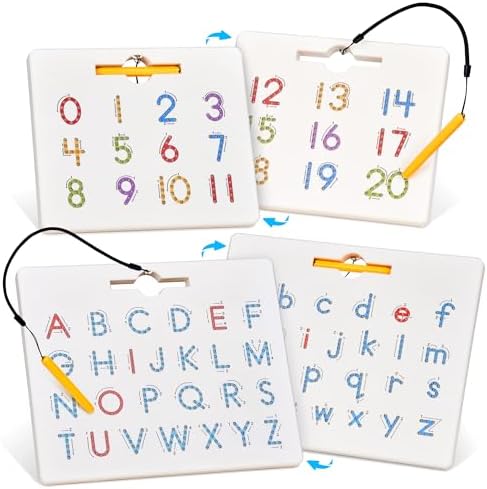 GAMENOTE Magnetic Letter Number Board Double Sided, ABC 123 Tracing Set by Gamenote