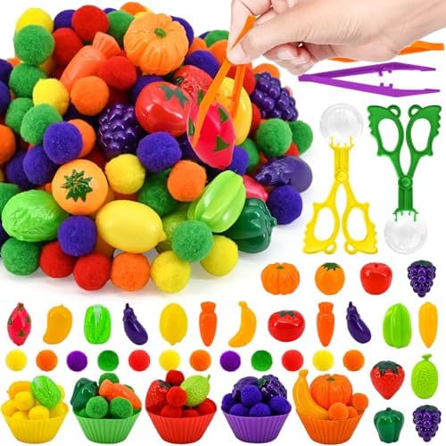 134 Pcs Farm Sensory Bin Filler Fruits Food Counting Sorting Sensory Bin Items Fine Motor Vegetable Counts for Easter Day Spring Summer Sorting Counting Decor (Farmer) by Unknown
