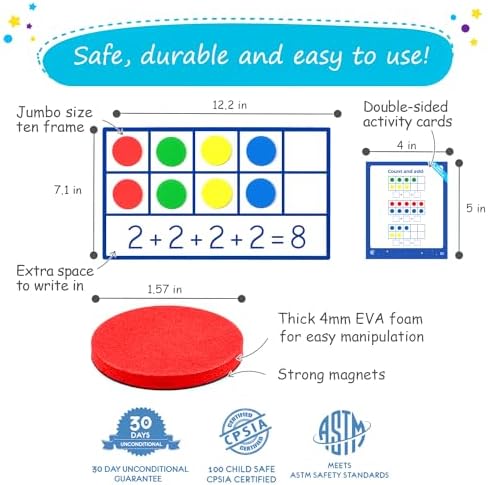 130 PCS Jumbo Magnetic Ten Frame Set - Ten Frames Class Set - Math Counters - Image 5