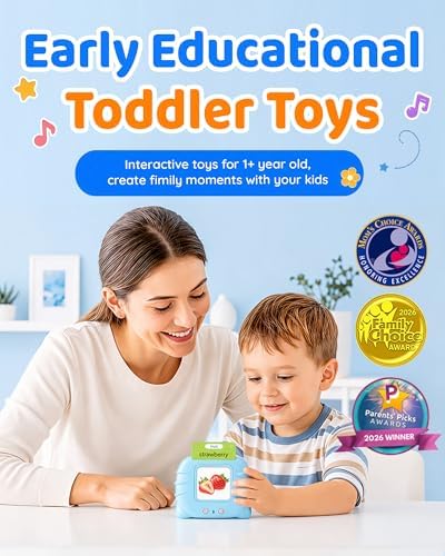 Aullsaty Talking Flash Cards for Toddlers Ages 1-3, 224 Words Montessori Speech Therapy Toys, Autism Sensory Toy, Educational Learning Speech Therapy Birthday Gifts for Boys Girls (Blue) - Image 2