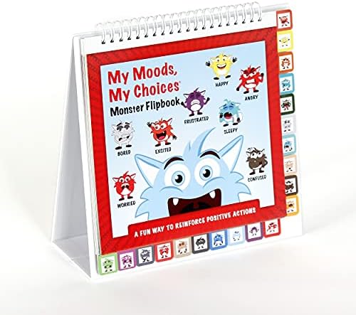The Original Mood Flipbook for Kids; 20 Different Moods/Emotions; Autism; ADHD; Help Kids Identify Feelings and Make Positive Choices; Laminated Pages (Monster Flipbook with Tabs) by MyMoodsMyChoices