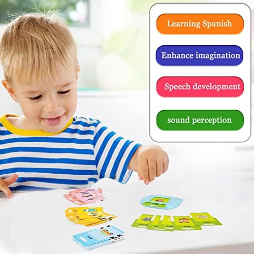 Startcan Spanish & English Talking Flash Cards for Toddlers 1 2 3 4 5 6, Audible Toys for Kids to Learn Spanish - 258 Cards and 516 Words(Blue) - Image 6