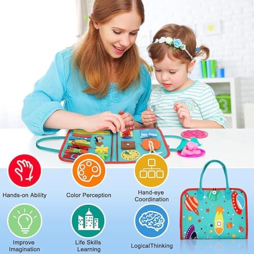 Montessori Busy Board Sensory Toddler Activity Book (Green) - Image 6