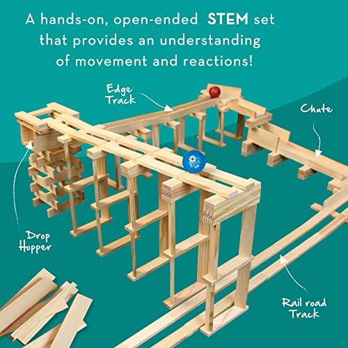 MindWare KEVA Contraptions, Wooden Blocks Building Set, Marble Run Kit, Includes 2 Balls - 200 Planks - Image 5