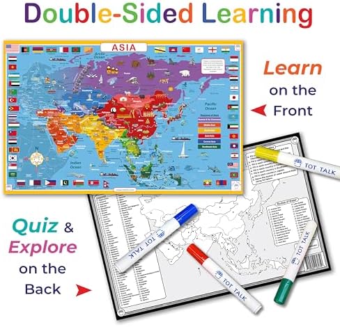 Tot Talk Asia Educational Placemat | Countries, Capitals, Flags & Landmarks - Image 4