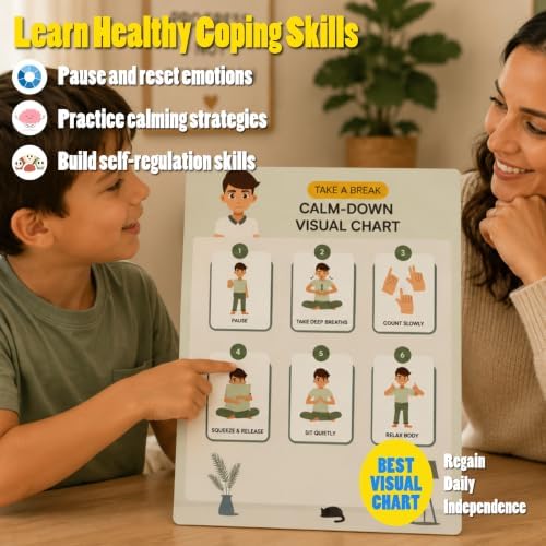 Visual Support Bundle for Kids – Step-by-Step Laminated Charts for Emotional Regulation, Communication, Social Emotional Learning, Autism, ADHD, Home & Classroom, 9 x 12 Inch - Image 6