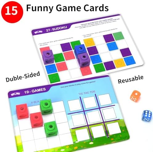 BenBen 100 pcs Number Counting Math Linking Blocks with 15 Activity Cards - Image 4