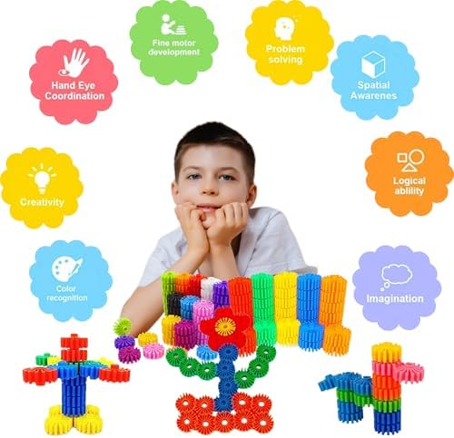 STEM Building Blocks Toys for Kids – Educational and Safe Gear Interlocking Construction Playset – Develop Creativity Preschool Brain Teaser Toys Gift for 3 4 5 Years Old Kids Boys Girls - Image 4