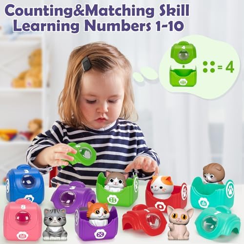 Learning Toys for Toddlers 1 2 3 Year Old Toddlers, 20Pcs Kitten Finger Puppets for Kids, Montessori Counting, Matching & Sorting Toy, Christmas Birthday Gifts for Baby Boys Girls Age 12-18 Months - Image 6