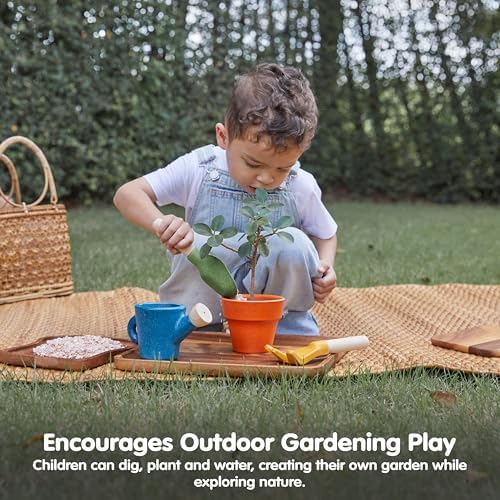 PlanToys® Wooden Gardening Set Montessori Pretend Tools for Kids Outdoor - Image 5