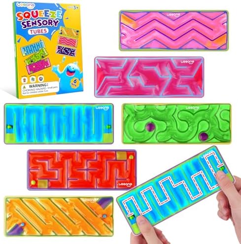 Squishy Sensory Fidget Autism Toys for Kids: Sensory Toys for Special Need 6 Pack Maze - Quiet Fidgets Sensory Filled Goo for Calming Down Classroom, Adult Office,Travel Essentials, Kid Students Gifts by LESONG