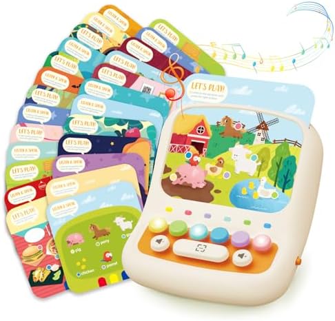 Interactive Educational Kids Learning Tablet Toy with Phonics Flash Cards, Toddler Learning Toys Gifts for 3-6 Year Old Boys Girls by INTMEDIC