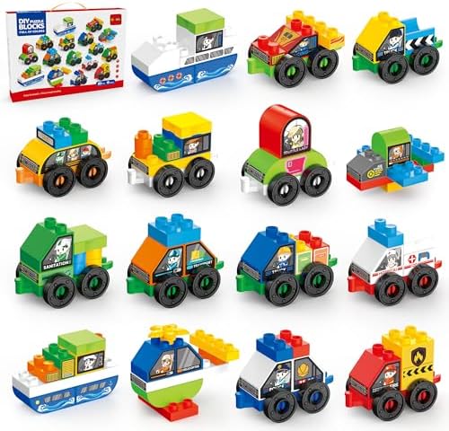 Toddlers Car Building Blocks Set, 138 Pcs STEM Toy for Ages 3-5 by DIYbee