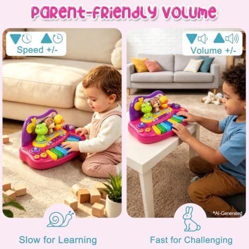 Sealive Toddler Piano Toy, Musical Keyboard with Spinning Animals, Record - Image 5